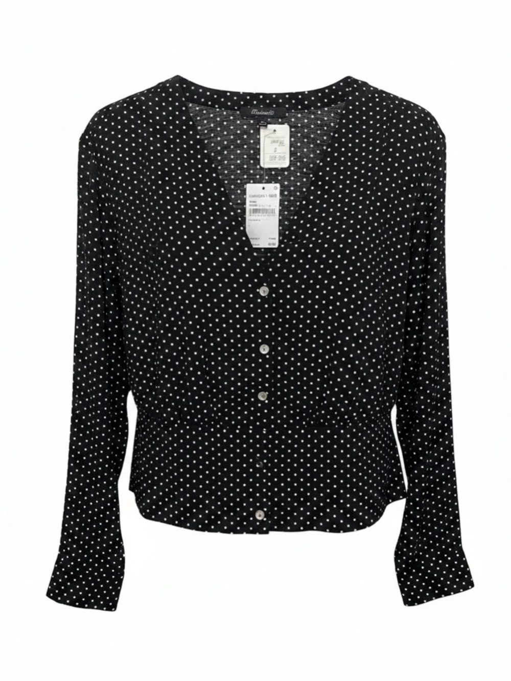 Madewell Black and White Polka Dot Button-Front Blouse
